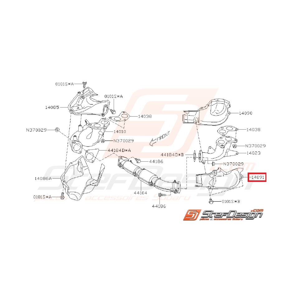 Tôle pare chaleur collecteur d'échappement inférieur gauche SUBARU GT 93-00 WRX/STI 01-05