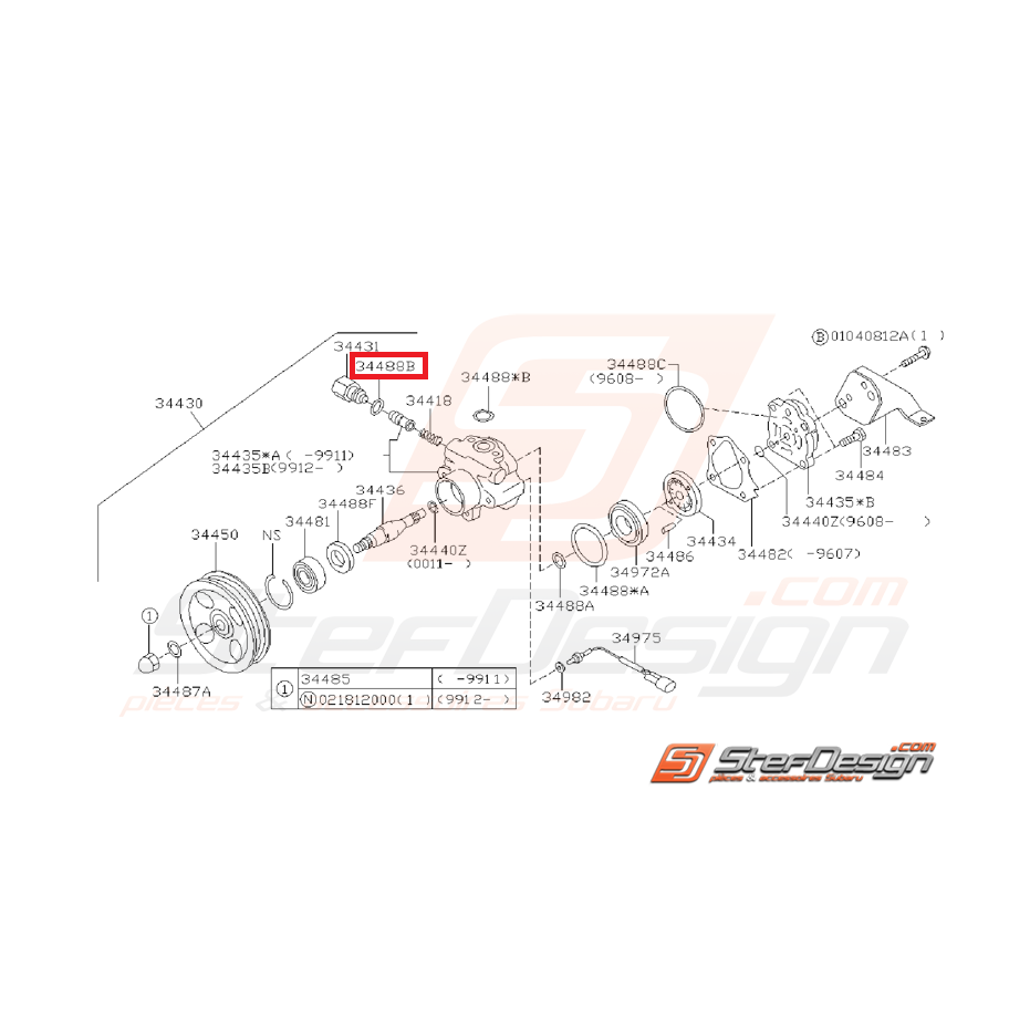 Joint torique de pompe de direction assistée SUBARU GT 94-2000