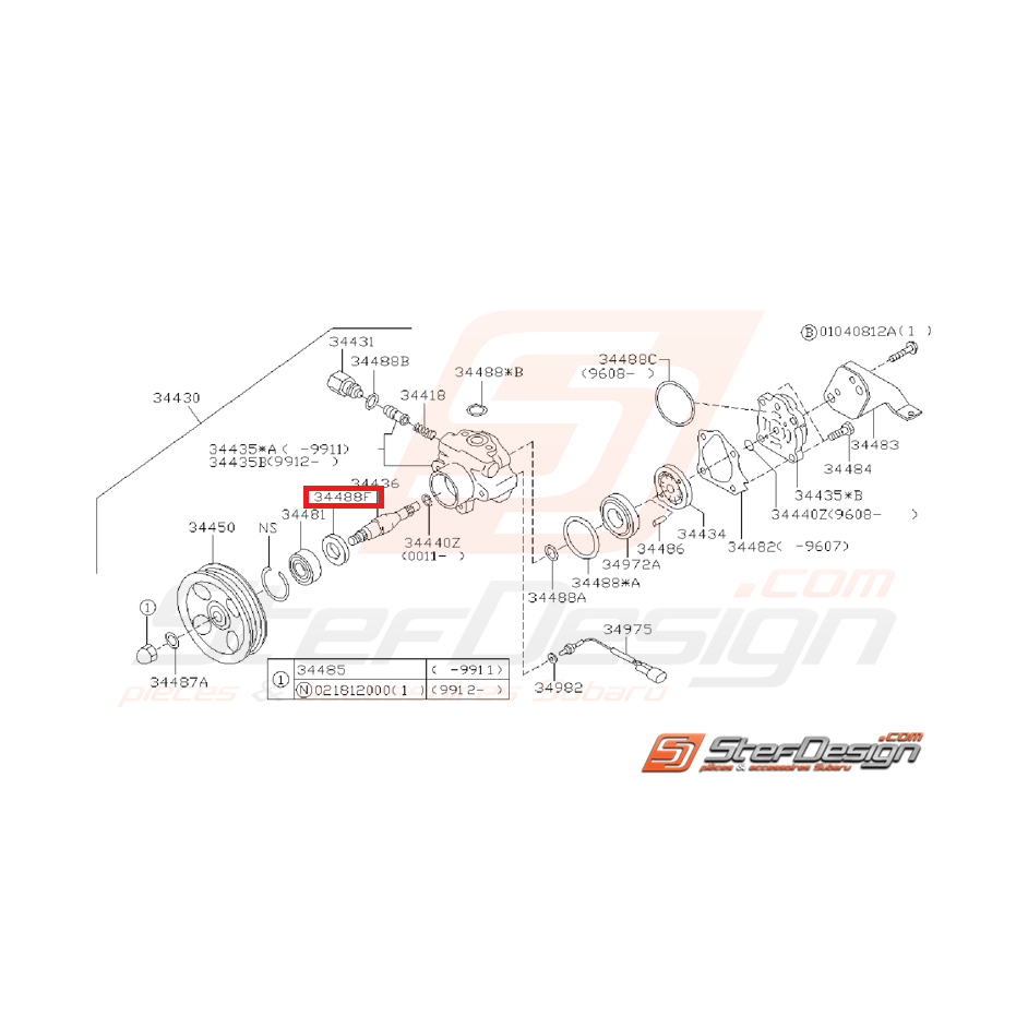 Joint spy pompe de direction assistée subaru GT 99-00