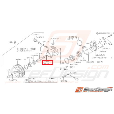 Joint d’étanchéité de pompe de direction assistée SUBARU GT 97-00