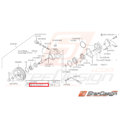 Écrou de pompe de direction assistée SUBARU GT 93-00