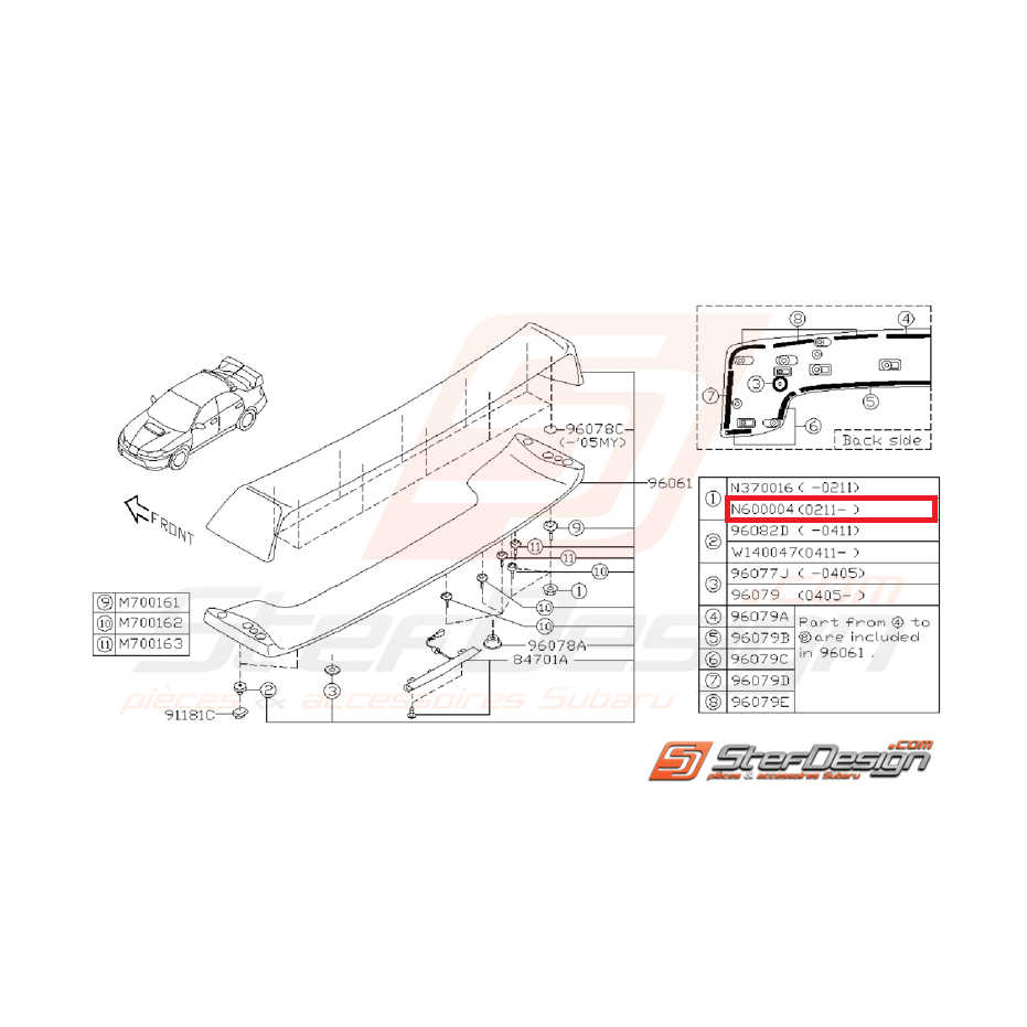 Écrou de becquet de coffre WRX/STI 02-07