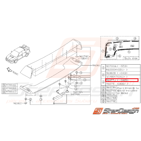 Joint de garniture de becquet de coffre SUBARU STI 03-05/04 