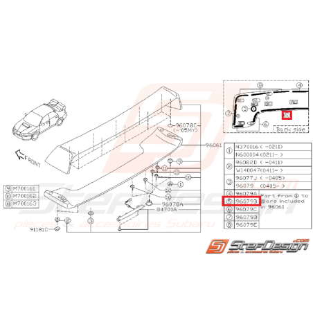 Joint d'étanchéité becquet de coffre SUBARU STI 03-07