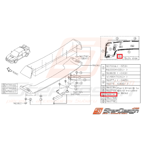 Joint d’étanchéité de becquet de coffre SUBARU STI 03-05