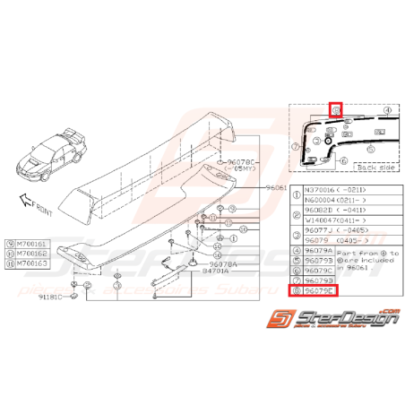 Joint de becquet de coffre SUBARU STI 03-07