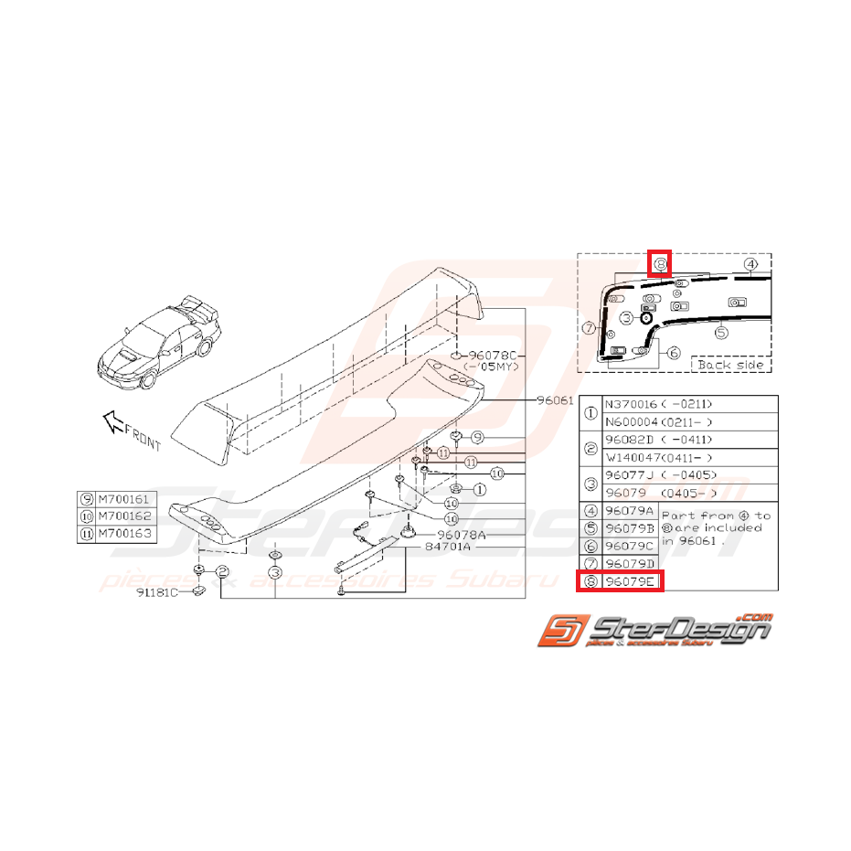 Joint de becquet de coffre SUBARU STI 03-07