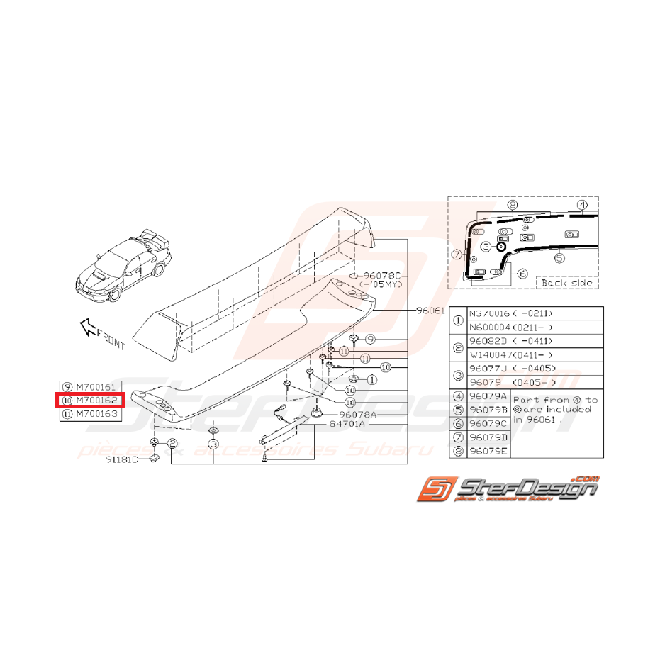 Vis de fixation becquet STI 03-07
