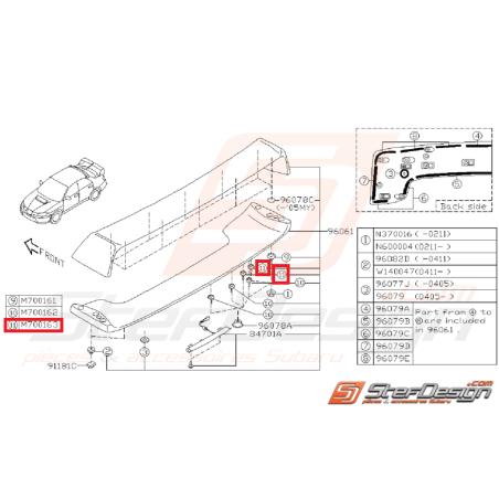 Vis de fixation de becquet STI 03-07