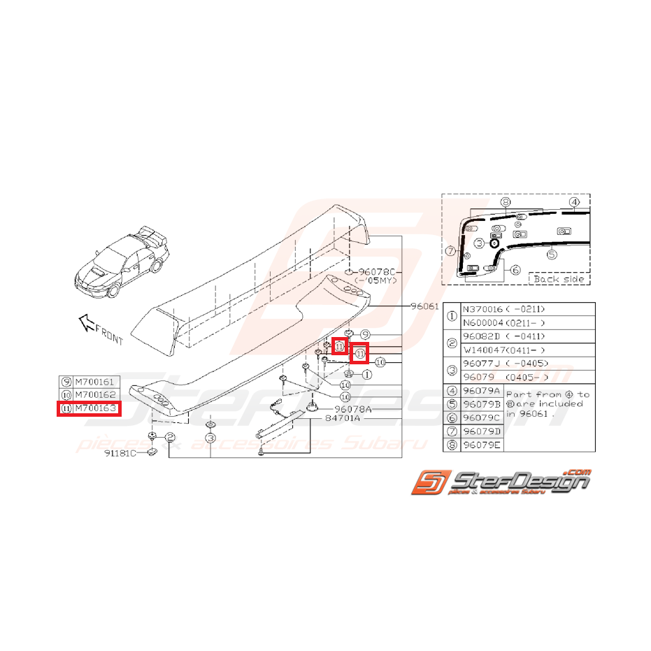 Vis de fixation de becquet STI 03-07