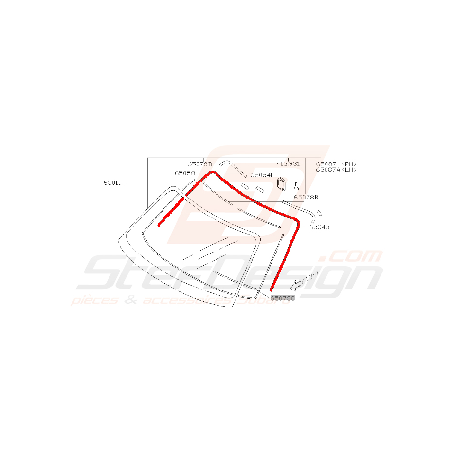 Moulure de parebrise avant pour Forester SG5