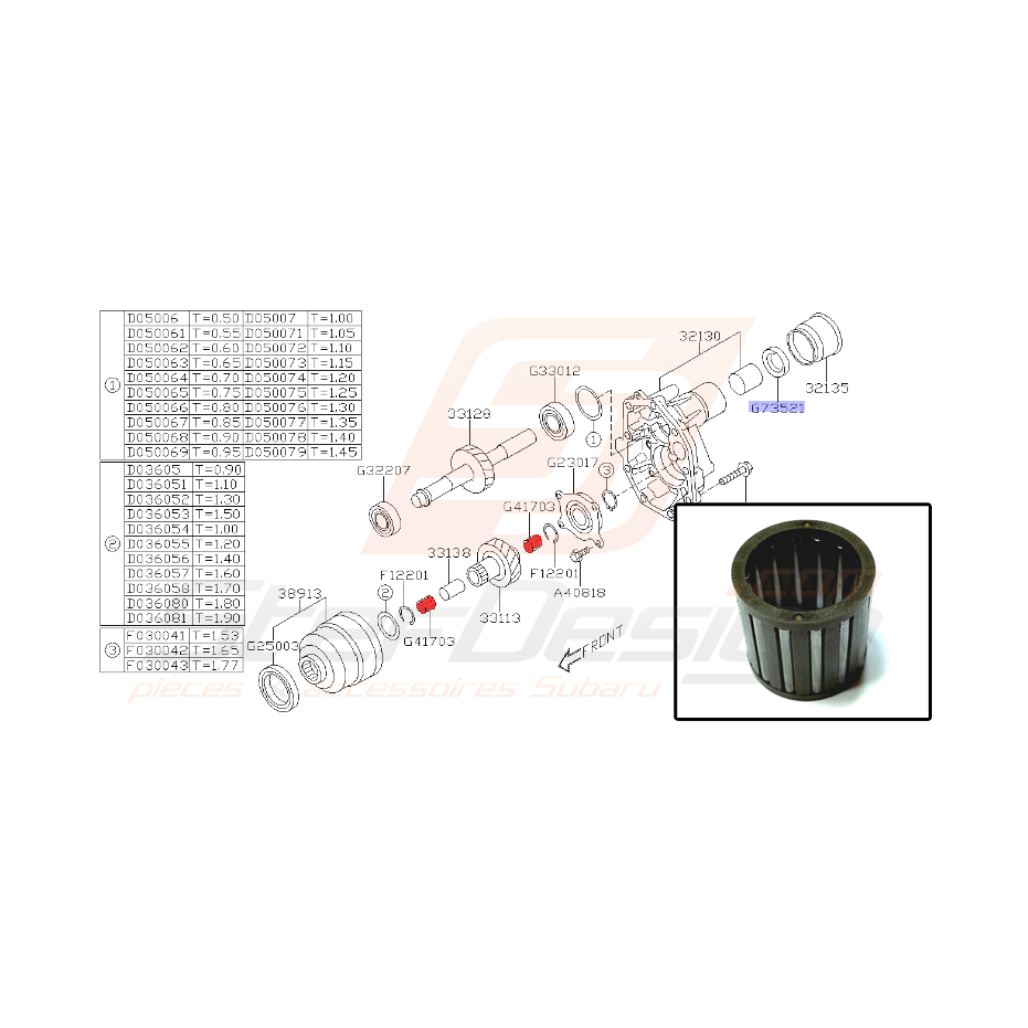 Roulement de boite de vitesse de subaru XV 2012