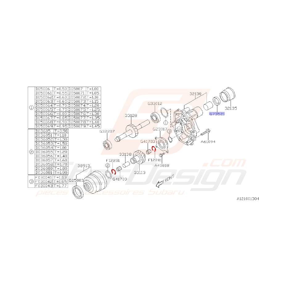 Circlip de boite de vitesse de subaru XV 2012