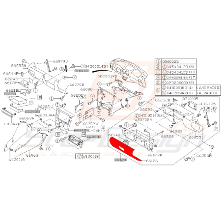 Cache de boite à gant pour subaru impreza STI 2006-2007