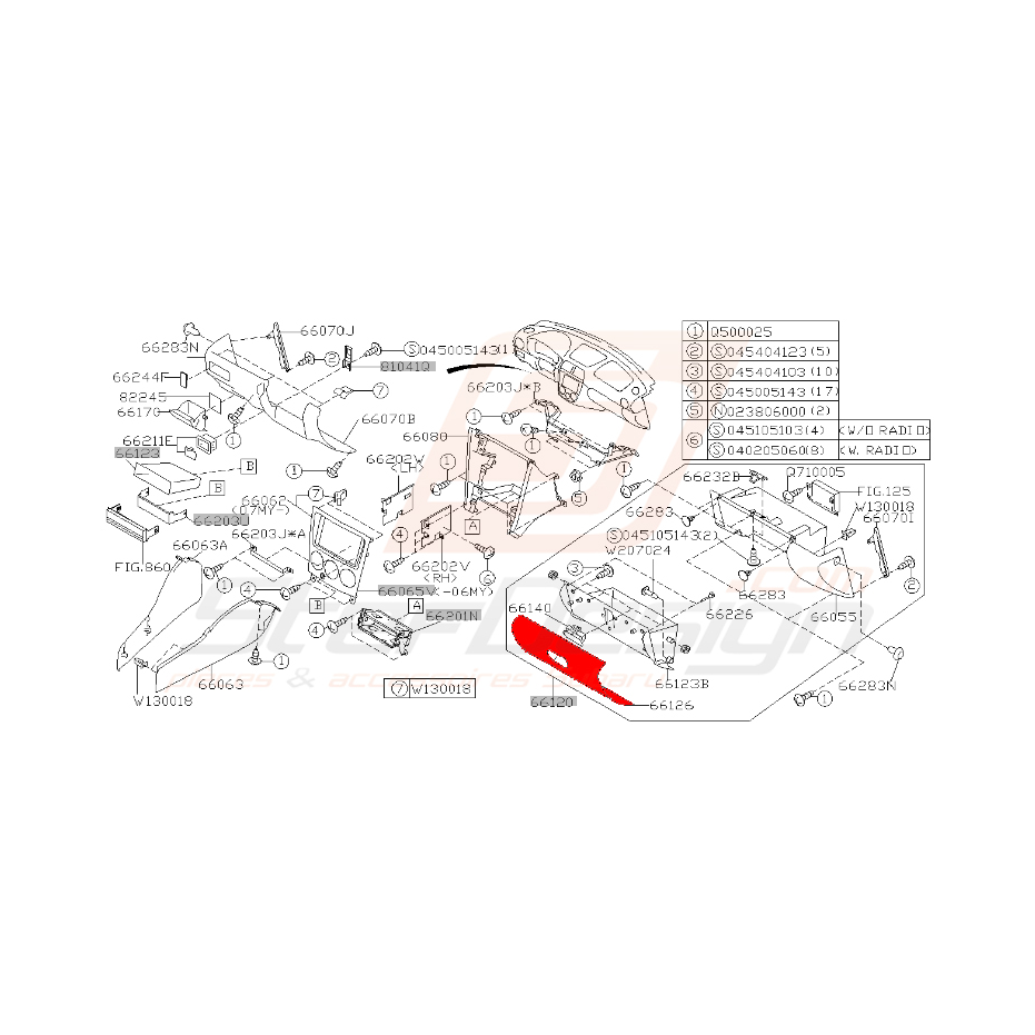Cache de boite à gant pour subaru impreza STI 2006-2007 Cache de boite à gant pour subaru impreza STI 2006-2007
