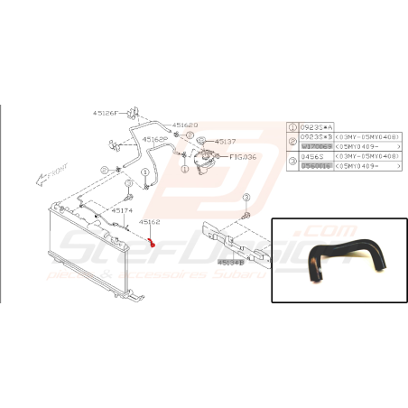 Durite de radiateur pour subaru impreza STI 2003-2004