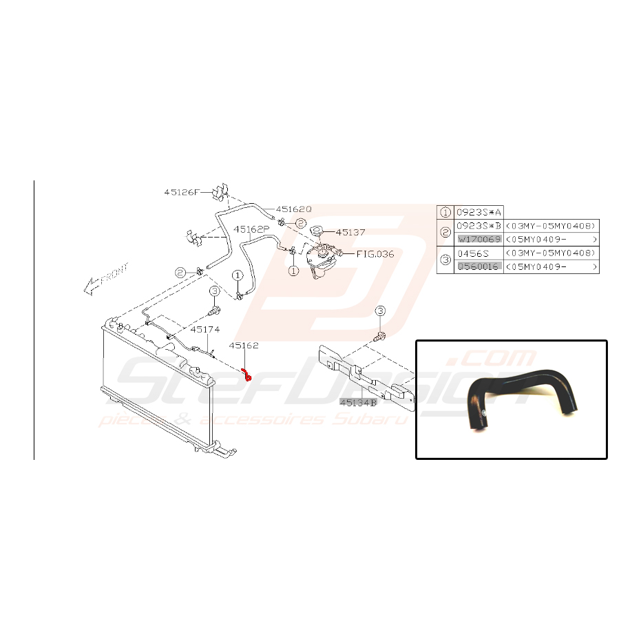 Durite de radiateur pour subaru impreza STI 2003-2004