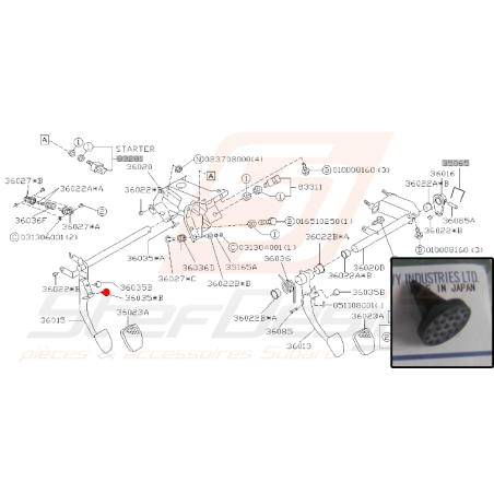 Butée de pédale pour Subaru impreza GT 1999-2000