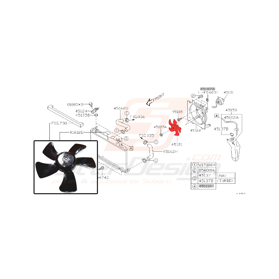 Hélice radiateur SUBARU WRX/STI 01-07