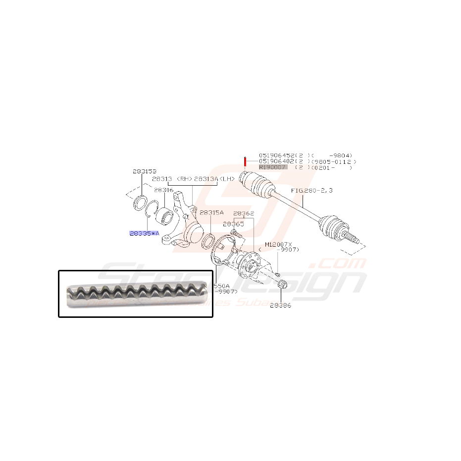 Goupille de cardan avant pour GT 1994-1998