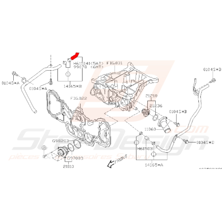 Durite de retour d'eau pour subaru legacy Spec-B