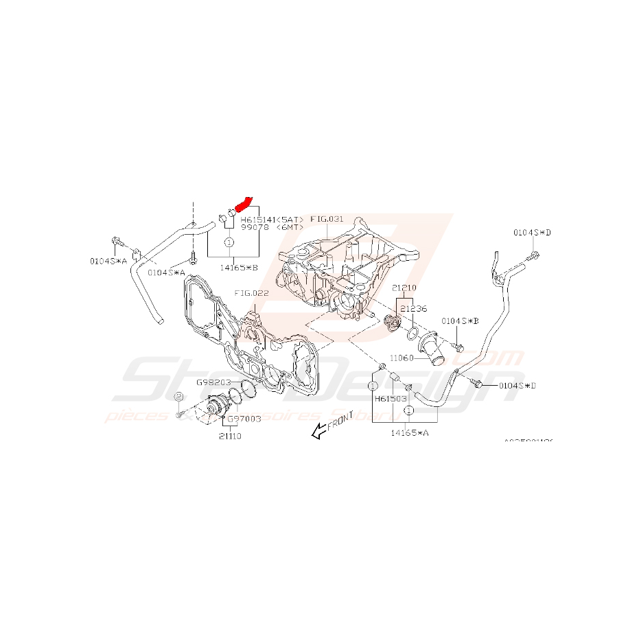 Durite de retour d'eau pour subaru legacy Spec-B