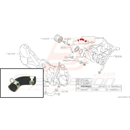 Durite de refroidissement d'huile pour Subaru legacy Spec-B