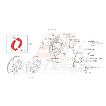 Mâchoires de frein à main pour subaru GX