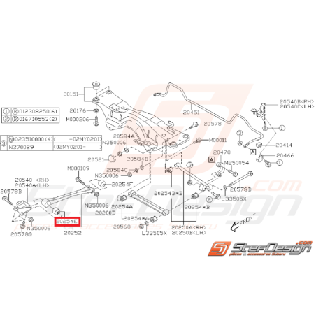 Silent bloc de bras longitudinal GT 93-00 WRX/ STI 01-02