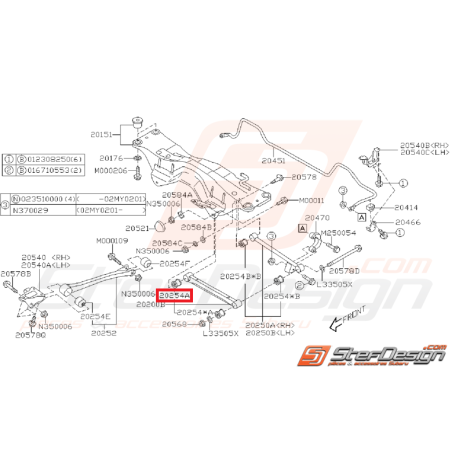 silent  bloc origine de tirant arrière GT 96-00 STI 01-07