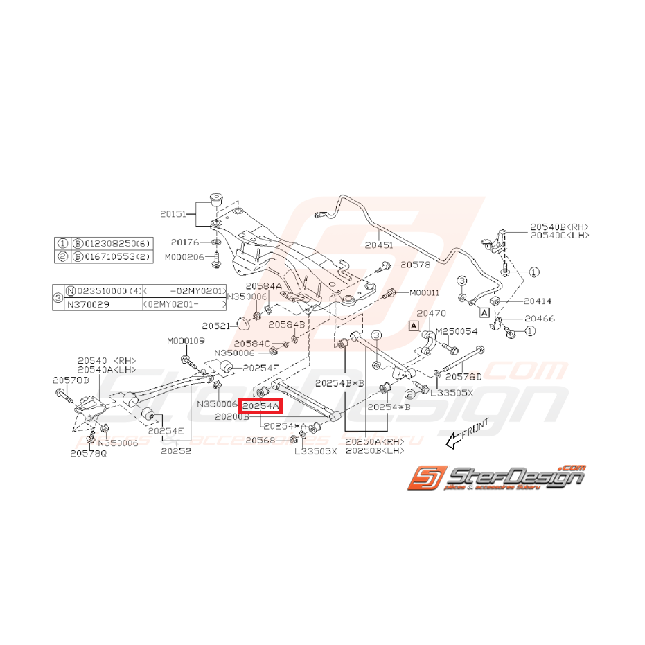 silent  bloc origine de tirant arrière GT 96-00 STI 01-07