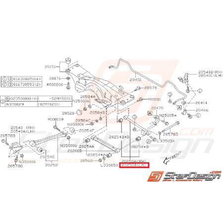 Tirant arrière STI 02-03 WRX 01-07