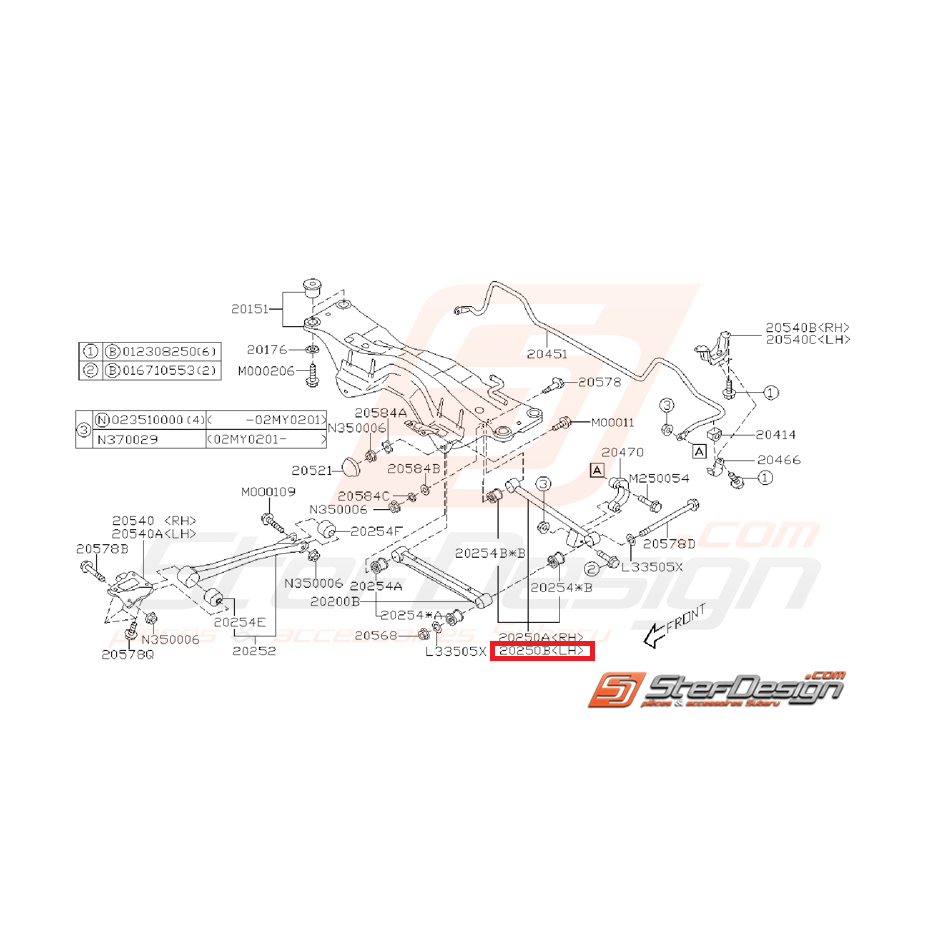Tirant arrière STI 02-03 WRX 01-07