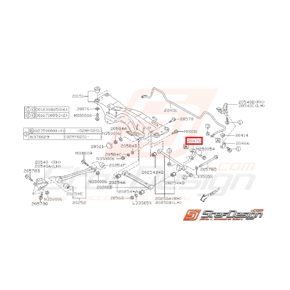 Links arrière origine SUBARU GT 93-00 WRX 01-07 STI 01-03