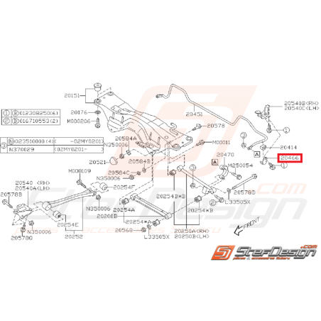 Support silent bloc barre anti-roulis SUBARU P1 WRX/STI 2001 au 16/10/2002