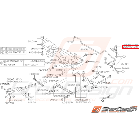 Support de barre anti-roulis arrière SUBARU GT 93-00 WRX/STI 01-02