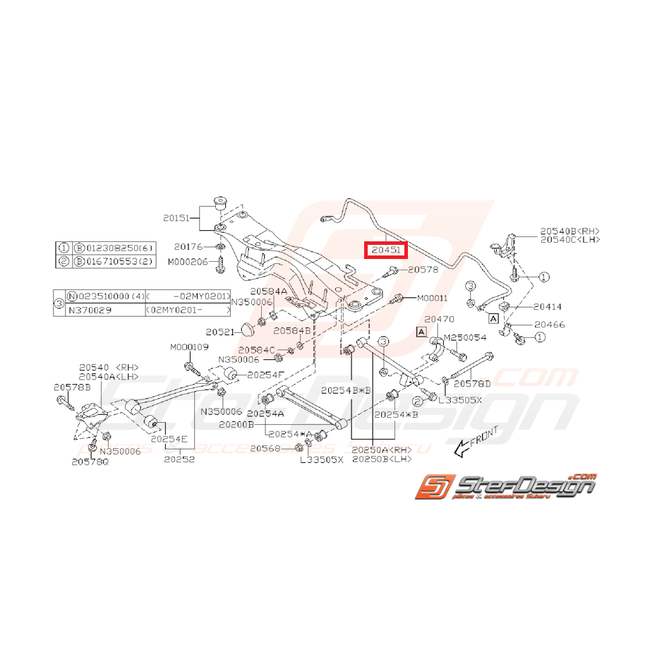 Barre stabilisatrice arrière 20mm WRX 01-06 STI 01-03 Barre stabilisatrice arrière 20mm WRX 01-06 STI 01-03