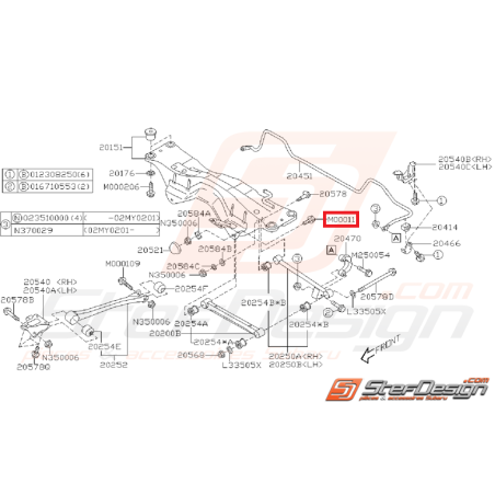 Vis suspension arrière GT 93-00 WRX/STI 01-07