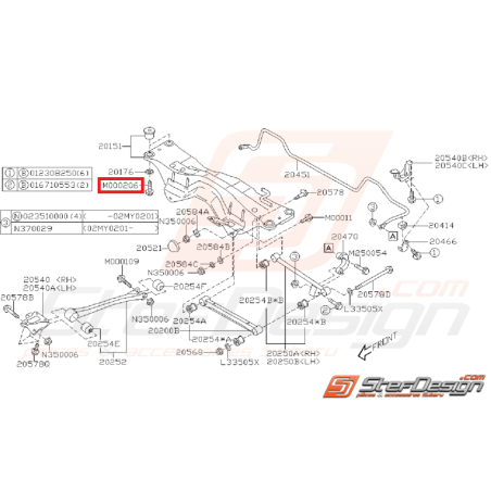 Vis fixation berceau arrière WRX/STI 01-07