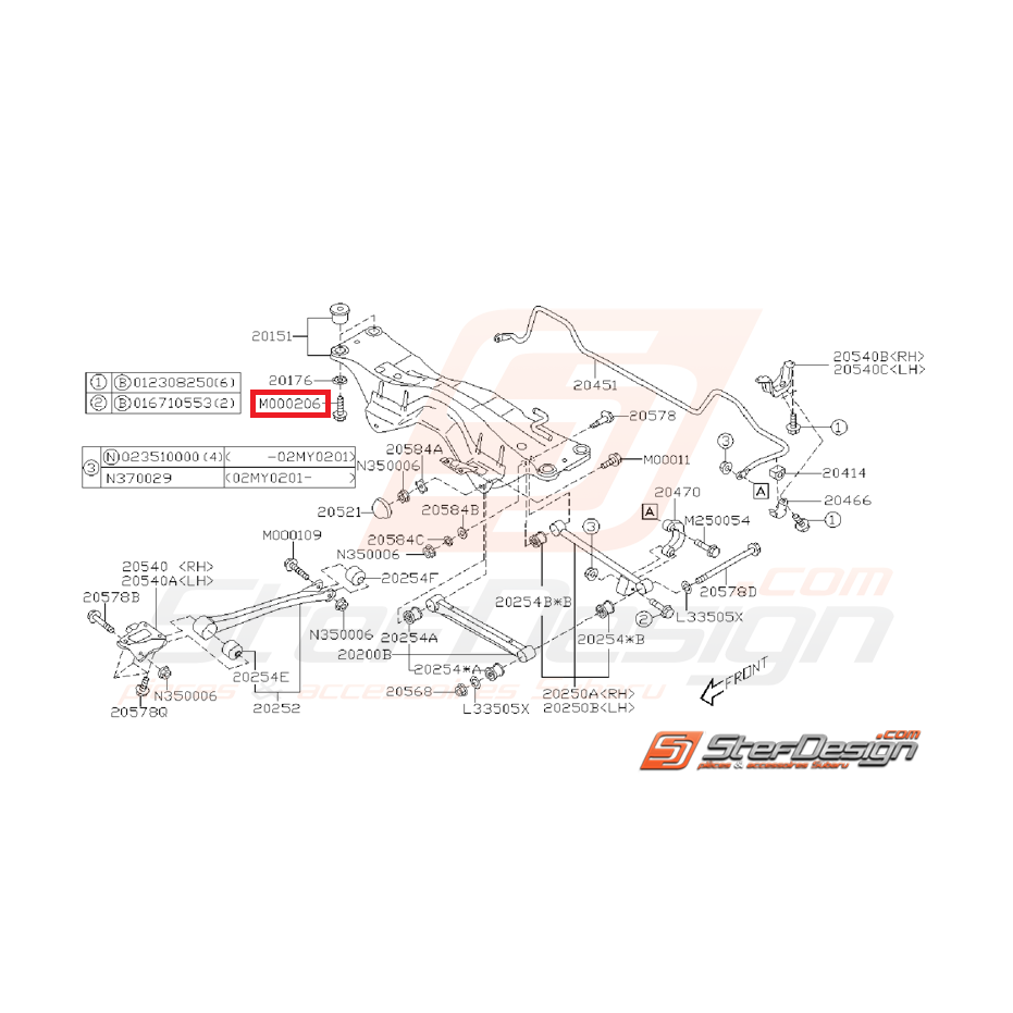 Vis fixation berceau arrière WRX/STI 01-07 Vis fixation berceau arrière WRX/STI 01-07