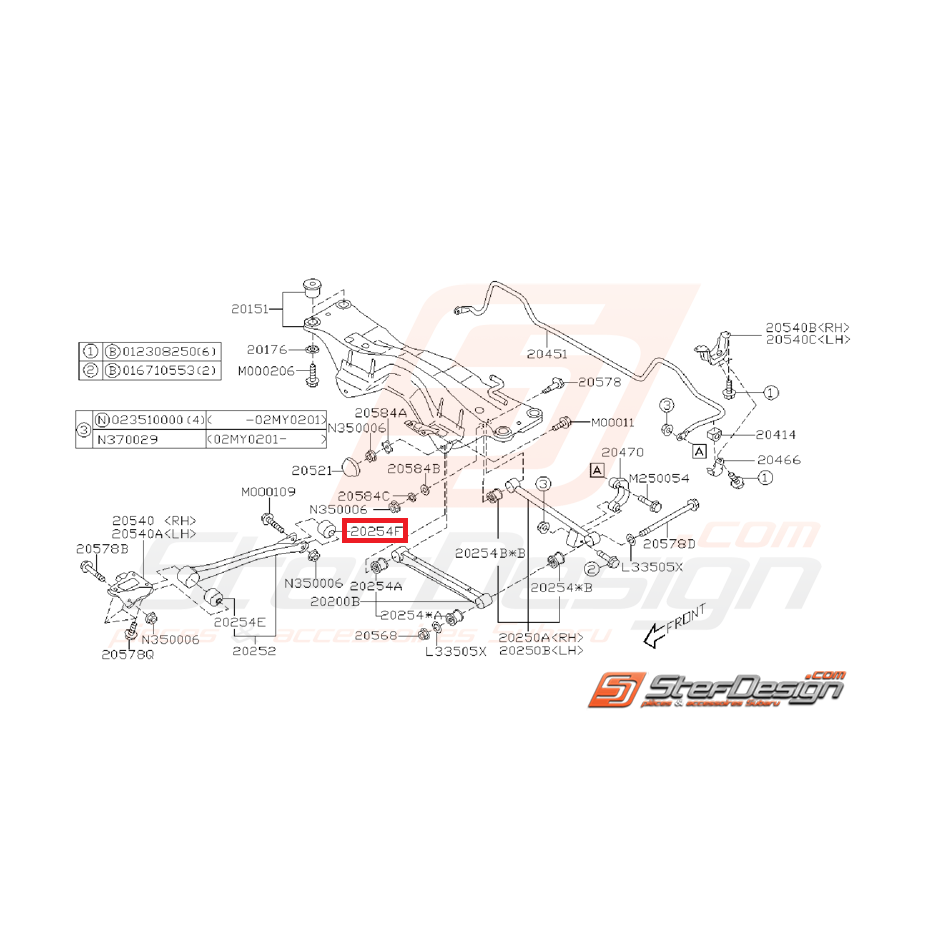 Silent bloc origine de tirant arrière GT 96-00 WRX/STI 01-07
