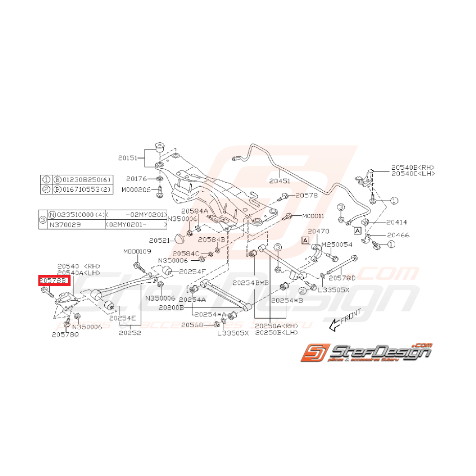 Vis de triangle avant pour GT 93-96 et WRX/STI 2001-2002