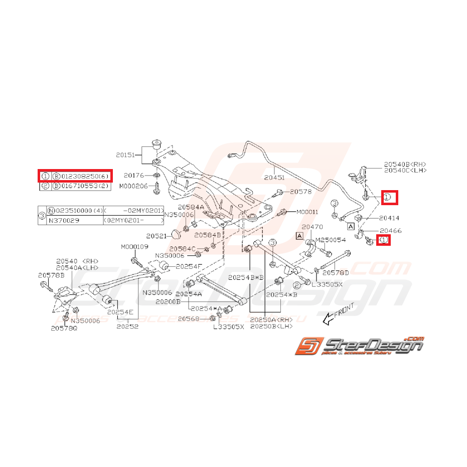 Vis fixation silent bloc barre stabilisatrice WRX/STI 01-07