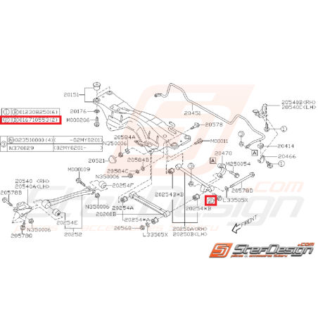 Vis fixation de links arrière GT 93-00 WRX 01-07 STI 01-04