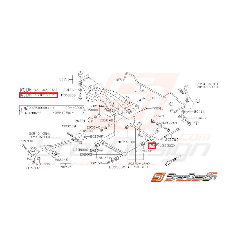 Vis fixation de links arrière GT 93-00 WRX 01-07 STI 01-04 Vis fixation de links arrière GT 93-00 WRX 01-07 STI 01-04