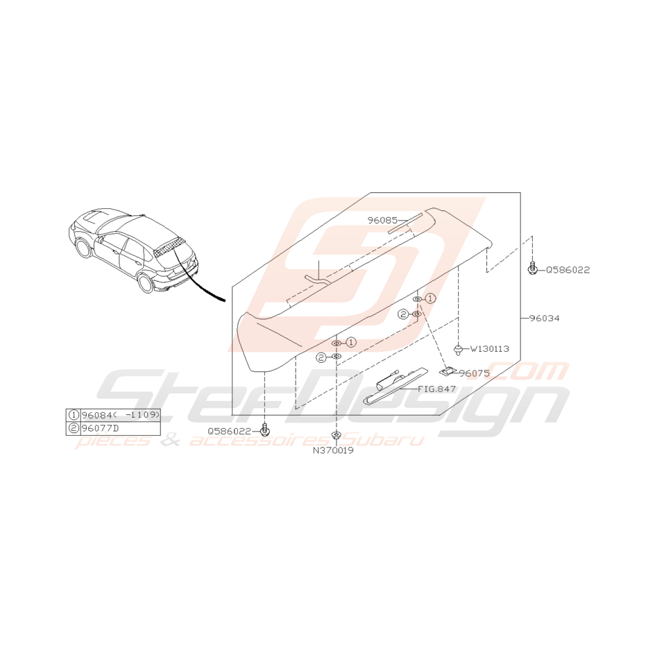 Ensemble Becquet Arrière Subaru STI 2008 Ensemble Becquet Arrière Subaru STI 2008
