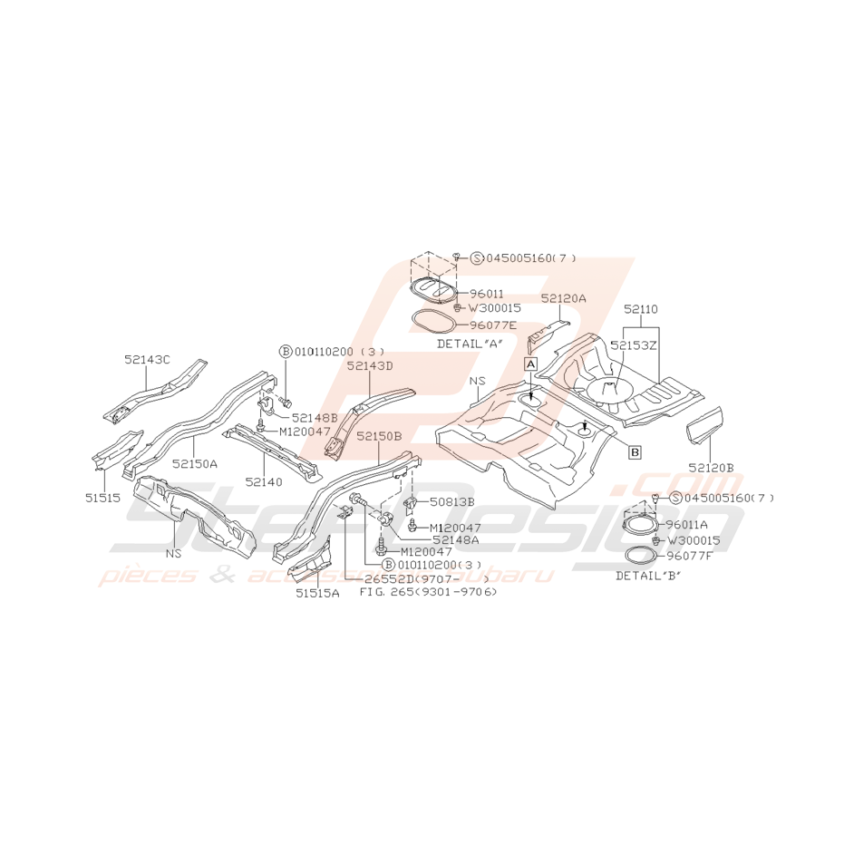 Ensemble Plancher Arrière Subaru GT 1993 - 2000 Ensemble Plancher Arrière Subaru GT 1993 - 2000