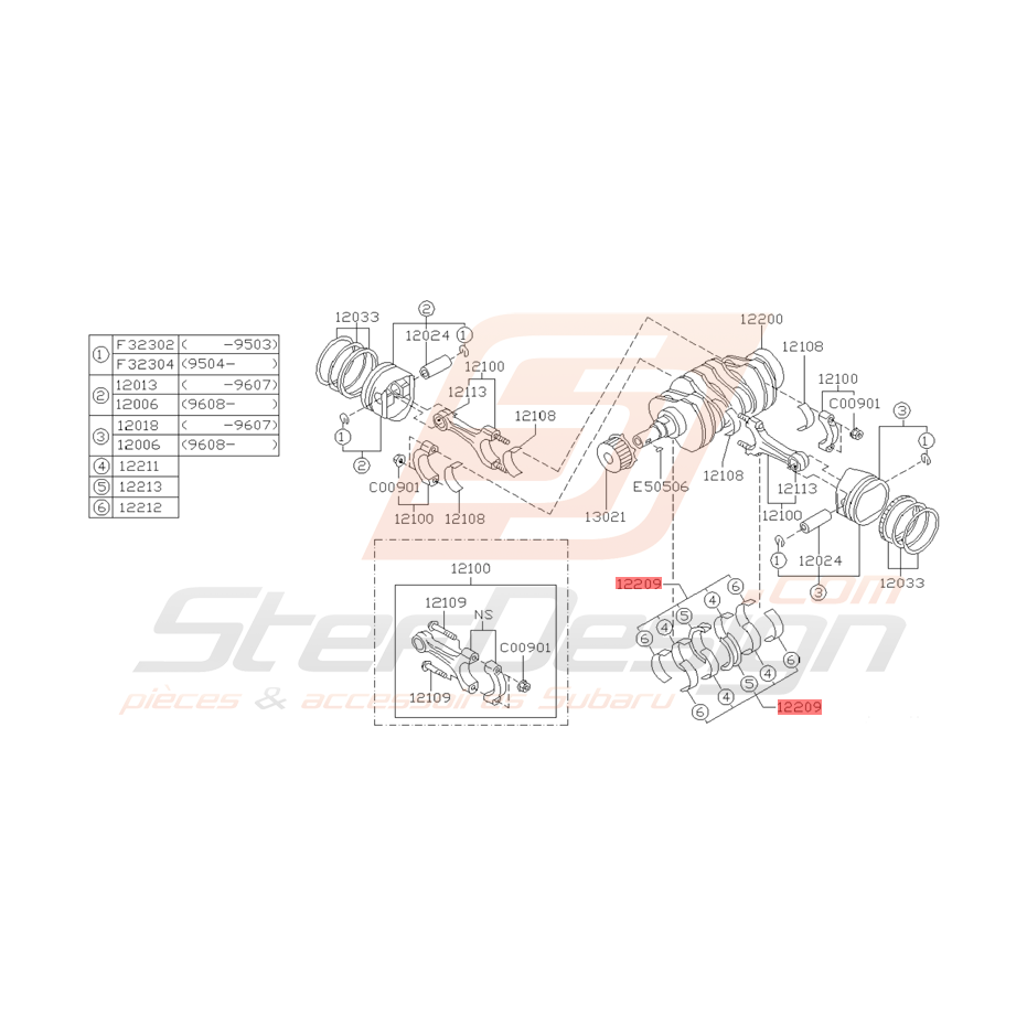 Coussinets de Vilebrequin Origine Subaru GT 1993 - 1998