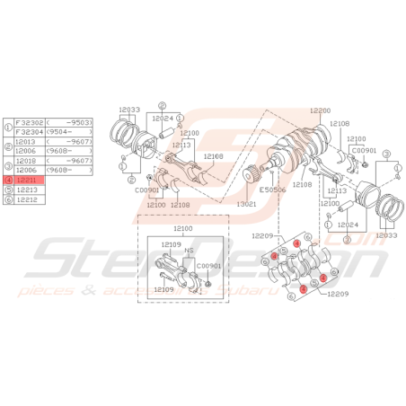 Coussinet N1 de Vilebrequin Origine Subaru GT 1993 - 1998