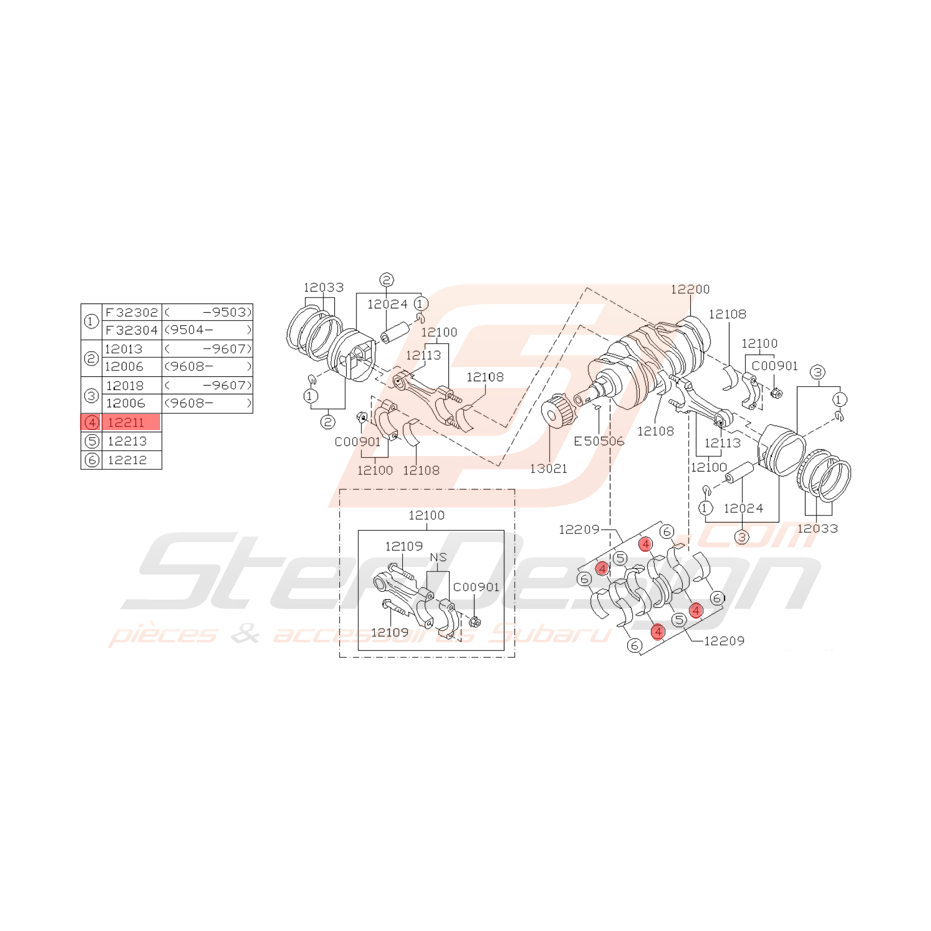 Coussinet N1 de Vilebrequin Origine Subaru GT 1993 - 1998 Coussinet N1 de Vilebrequin Origine Subaru GT 1993 - 1998